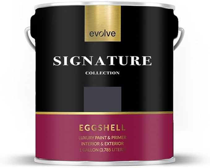 EVOLVE Signature Paint & Primer: Luxury Paint & Primer for Indoor & Outdoor Surfaces, Minimal Odor, Eggshell Sheen (Charcoal Gray, 1 Gallon)