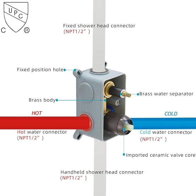 12 Inch Ceiling Mount Oil Rubbed Bronze Shower System Bathroom Luxury Rain Mixer Shower Combo Set Ceiling Rainfall Shower Head System (Contain Shower Faucet Rough-in Valve Body and Trim)