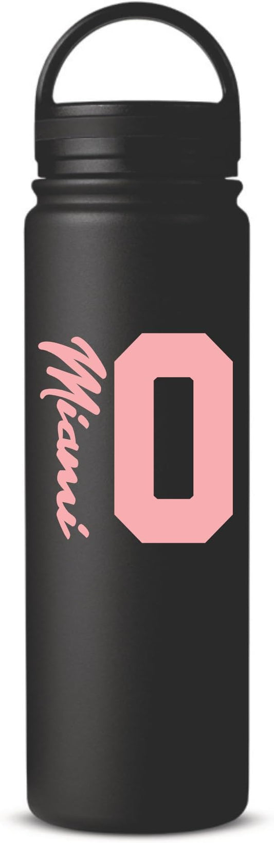 ALLNTRENDS Miami 10 Water Bottle Sport Miami Soccer Vacuum Bottle 24Oz (Black)