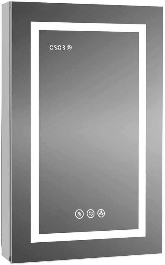 Blossom LED Medicine Cabinet with Mirror, 20x32 In | Lighted Bathroom Mirror Medicine Cabinet with Defogger | Recessed or Surface 3X Makeup Mirror, 3 Color Dimmer, Outlets & USB | A2(M)-20-Right Hinge