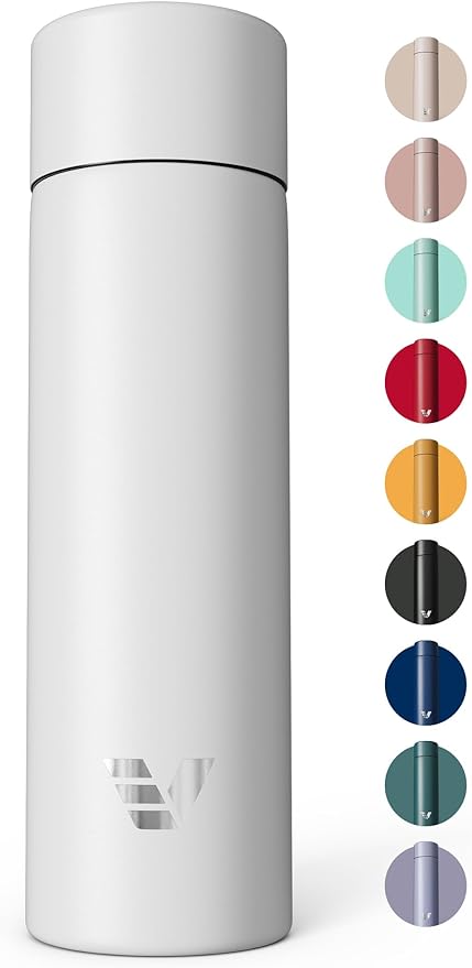 Mini Stainless Steel Water Bottle 14oz - Non-insulated | Designed for Bags | Slim, Lightweight & Stylish – White