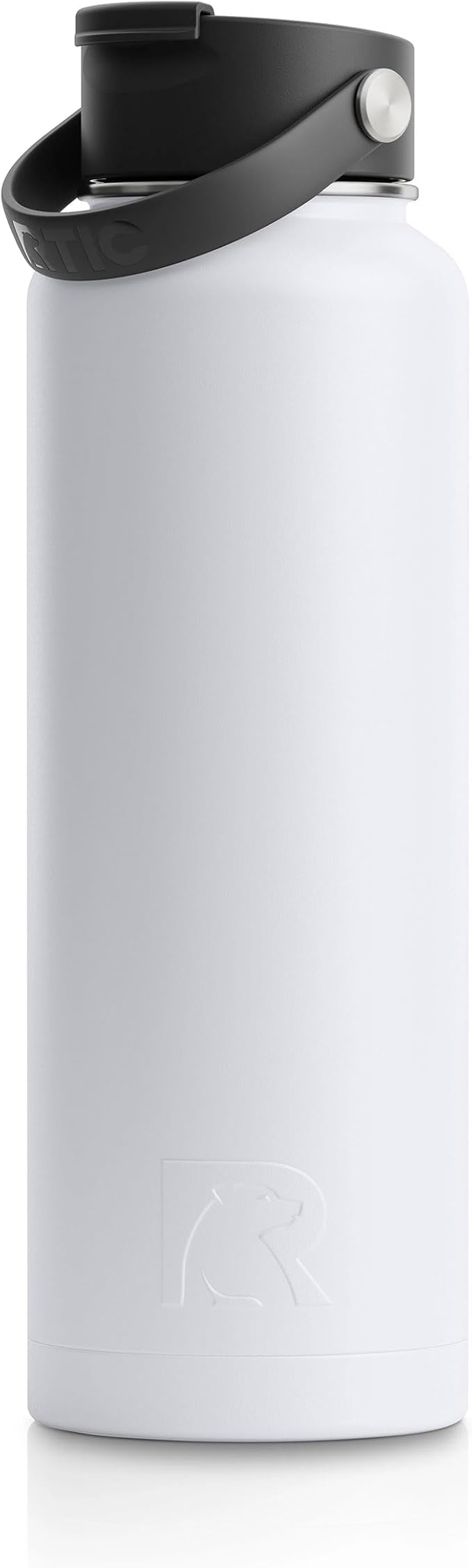 RTIC 40oz Vacuum Insulated Water Bottle, Metal, Stainless Steel, BPA Free, Reusable, Sweat-Proof Flask for Hot and Cold Drinks, Travel, Sports, Camping, White