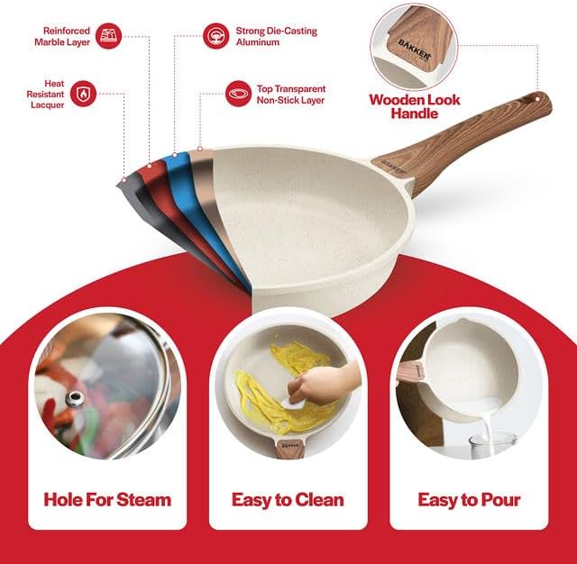 Bakken-Swiss 20-Piece Kitchen Cookware Set – Granite Non-Stick – Eco-Friendly – for All Stoves & Oven-Safe