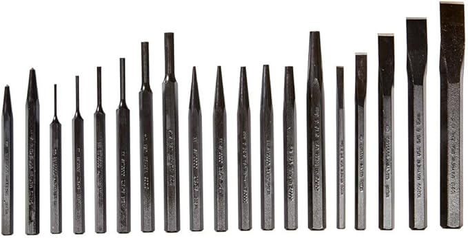 Mayhew Tools 61019 Punch and Chisel Set, 19-Piece, Black Oxide Finish