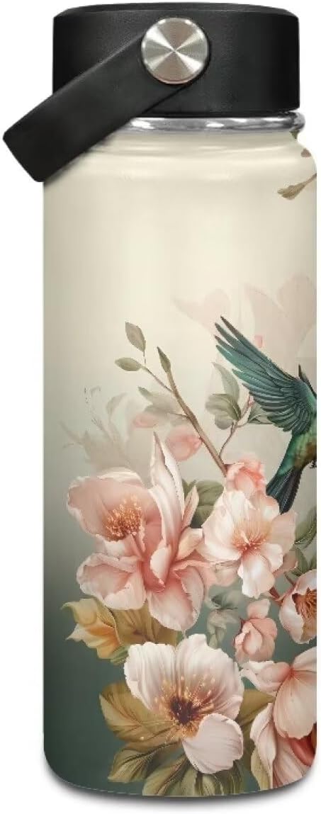 Hummingbird Insulated Water Bottle for Women Stainless Steel Water Bottle 18 Oz Vacuum Flask Sports Water Bottle Travel Cup Coffee Mug