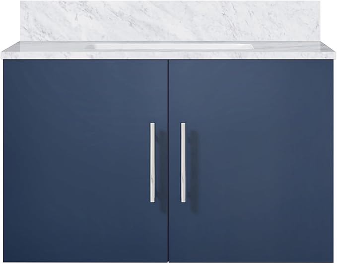 Sonoma 30 in. W x 22 in. D Navy Blue Bath Vanity and Carrara Marble Top