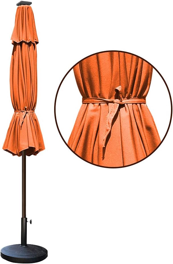 EliteShade USA 10-Year-Non-Fading Solar 9ft Market Umbrella with 80 LED Lights Patio Umbrellas Outdoor Table Umbrella with Ventilation,Rust