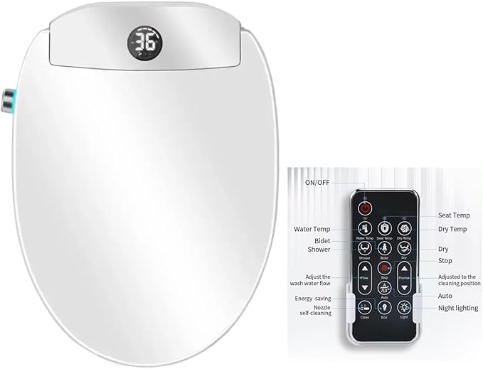 Electric Bidet Toilet Seat, Auto Open/Close Lid & Seat with Radar Sensor, Unlimited & Filtered Warm Water, 8 Modes Spa Wash, Warm Air Dryer, Heated Seat, 10-year warranty. (TB-54EV, Elongated)