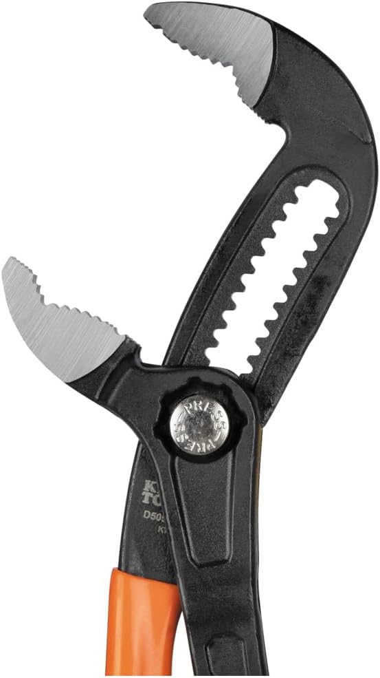 Klein Tools D50510B Pump Pliers, Klaw Quick-Adjust, Curved Jaw, Hardened Teeth for Maximum Torque, 10-Inch