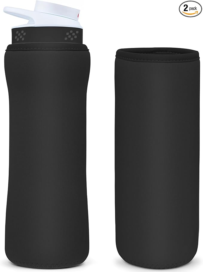 Sleeve Compatible with Cir-kul Water Bottle - 2 Pcs Water Bottle Sleeve Compatible with Cir-kul 22oz & Stainless Steel Bottle - Neoprene Insulated Water Bottle Cover for Retaining Temperature, （Black）