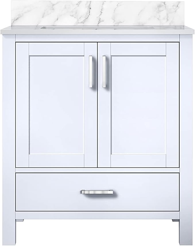 Big Sur 30 in. W x 22 in. D White Bath Vanity and Carrara Marble Top