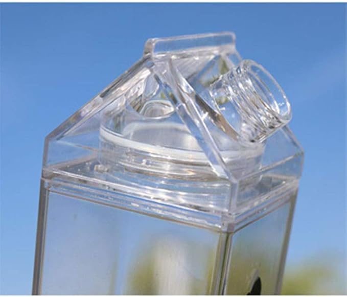 Jinberry 1000ml/34oz Cute Leakproof Clear Milk Carton Water Bottle Portable Drinkware for Outdoor Climbing Tour or Camping