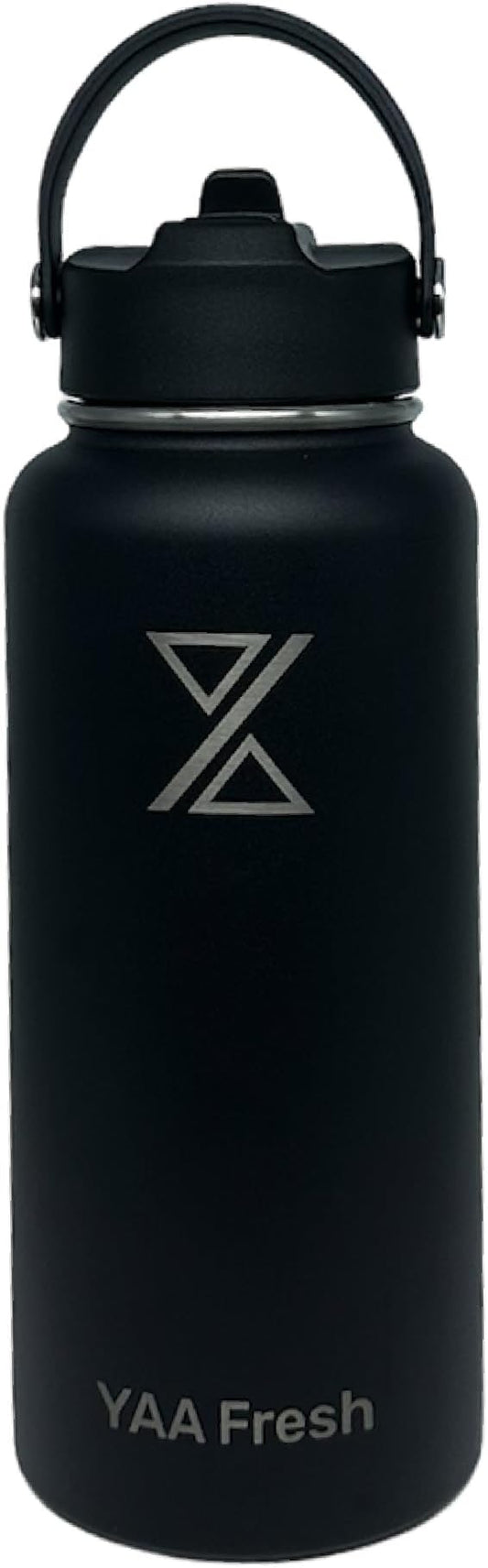 Yaa Fresh 32Oz BPA-Free 24 Hr Cold/12 Hr Hot Insulated Stainless Steel Sports Water Bottle with Straw and Lid, Food-grade Double Walled, Leakproof, Insulated Thermos, Wide Mouth for Men, Women & Kids