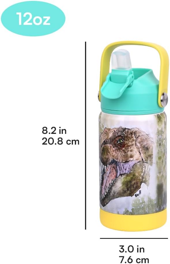 Dinosaur Expert Kids water bottle for girls and boys with unique T-Rex design BPA free Double wall Flask insulated stainless Steel for Dinosaur lovers Christmas Birthday gifts for Dinosaur lovers