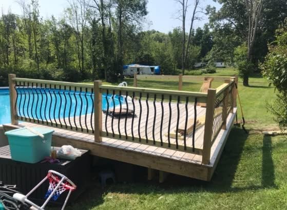 Akenow 26 Pack - 32.25 x 1 Deck Spindles,Metal Deck Balusters with Screws, Iron Balusters for Deck Railing, Heavy Duty Staircase Balusters, Porch Railing