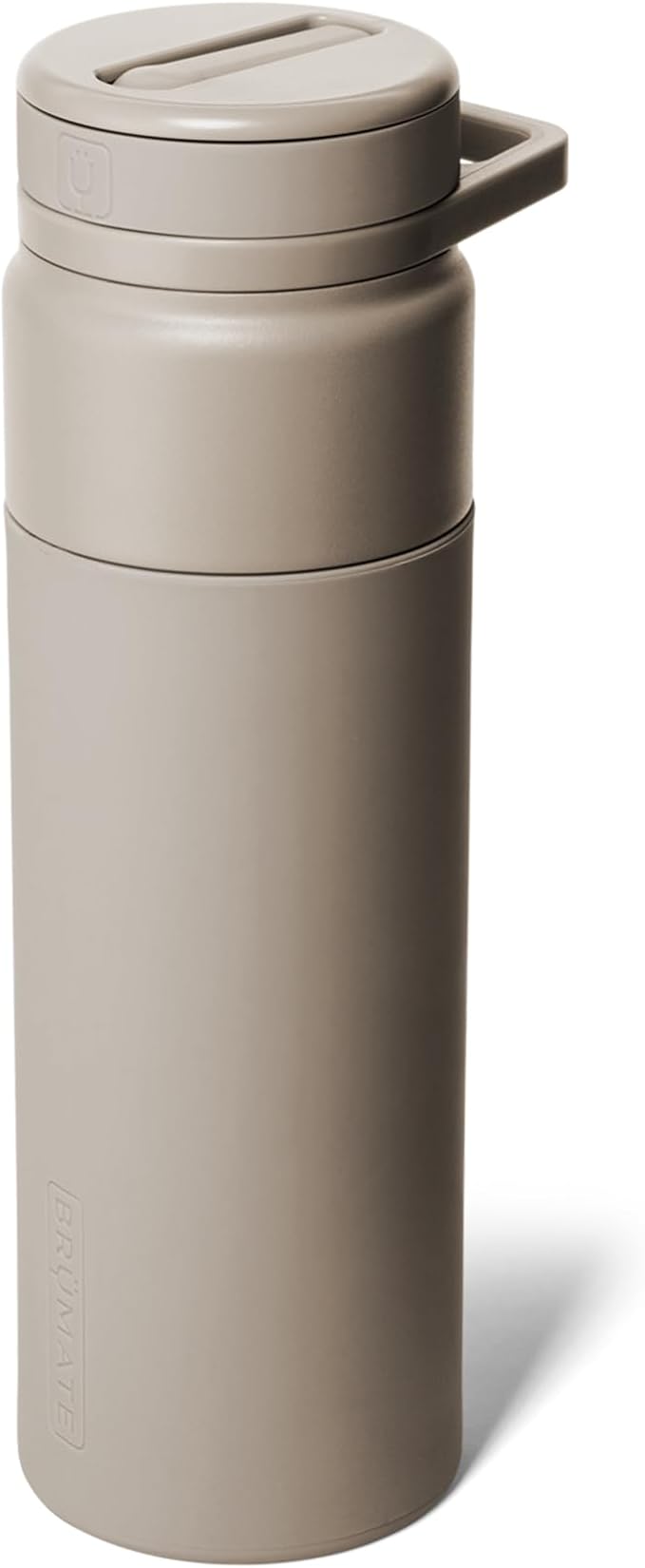 BrüMate Rotera 25 oz Stainless Steel Water Bottle with Touch Free Straw and Carry Handle | 100% Leakproof Insulated Water Bottle | Cup Holder Friendly Base | (Mocha)