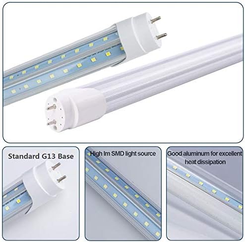 15 Pack T8 5FT 48W LED V Shaped Tube Light Bulbs 6000K Bright White G13 Bi- Pin Base,100W Fluorescent Tube Replacement 5 foot T10 T12 Indoor Light Fixture for Shop,Garage,Warehouse, Dual-End Power