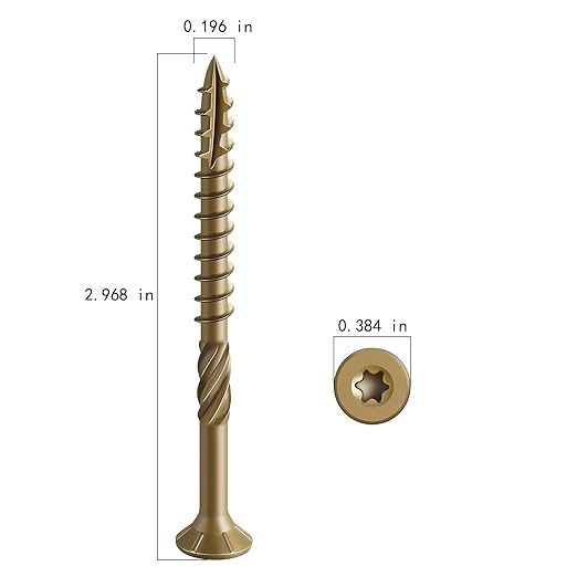 #10 * 3" Deck Screws, (68pcs) 1 lbs.Exterior Wood Screws, Rust Resistant Epoxy Coated, Bronze, T20 Star Bit