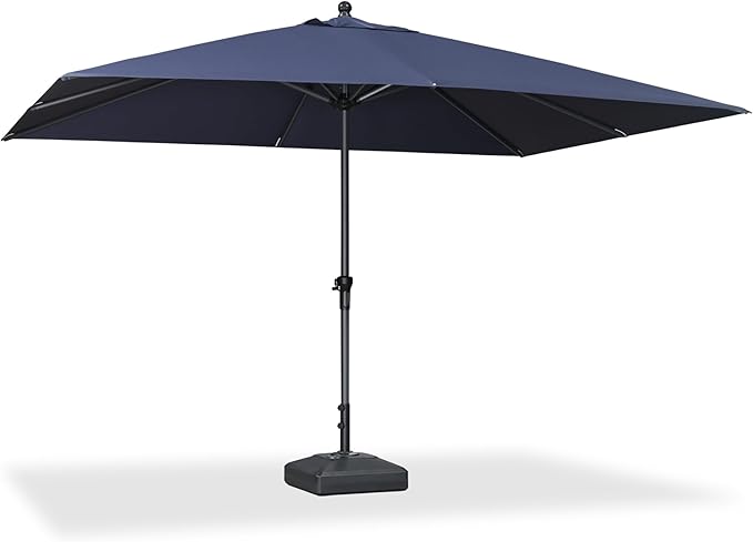 PURPLE LEAF 11.5' x 9' Patio Market Umbrella Outdoor Table Sun Umbrellas with Crank 8 Aluminum Sturdy Ribs for Pool Deck Backyard Beach Navy Blue
