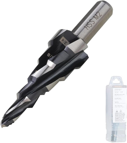 1/4 to 3/4 Inch Step Drill Bit, M2 High Speed Steel Drill bits for Hole Drilling in Extra Thick Material/Panel/Plate, Stainless Steel, Copper, Aluminum, Wood, Plastic