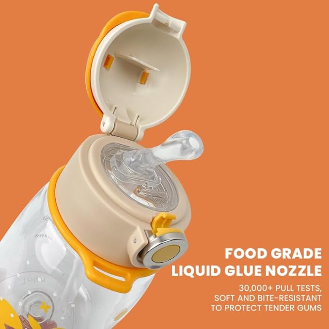 Exquisite Water Bottle with Lid - Durable & Modern Design - Easy Open Button & Carrying Lanyard – Tritan BPA Free Pure Plastic & Dishwasher Safe, Kids Cup (16.9 Oz)