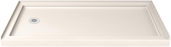 DreamLine SlimLine 34 in. D x 60 in. W x 2 3/4 in. H Left Drain Single Threshold Shower Base in Biscuit, DLT-1134601-22
