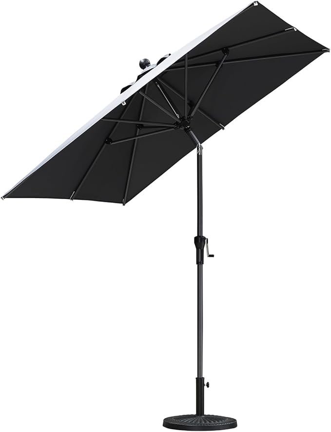 PURPLE LEAF 6.5' x 6.5' Square Patio Umbrella Outdoor Table Umbrella Aluminum Frame Market Umbrella Sun Umbrella with 8 Sturdy Ribs & Tilt for Garden Deck Lawn & Pool Gray