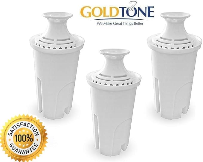GoldTone Brand Charcoal Water Filters fits Brita and Mavea Water Pitchers. Replaces Your Brita Charcoal Water Filter and Replacement Brita Water Filter (3)
