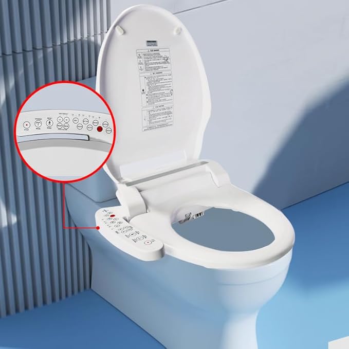 Bidet Toilet Seat with Heated Seat,Smart toilet seat LED Night Light, Multiple Wash Modes, Side Handle Control, Elongated & Round Options（long）