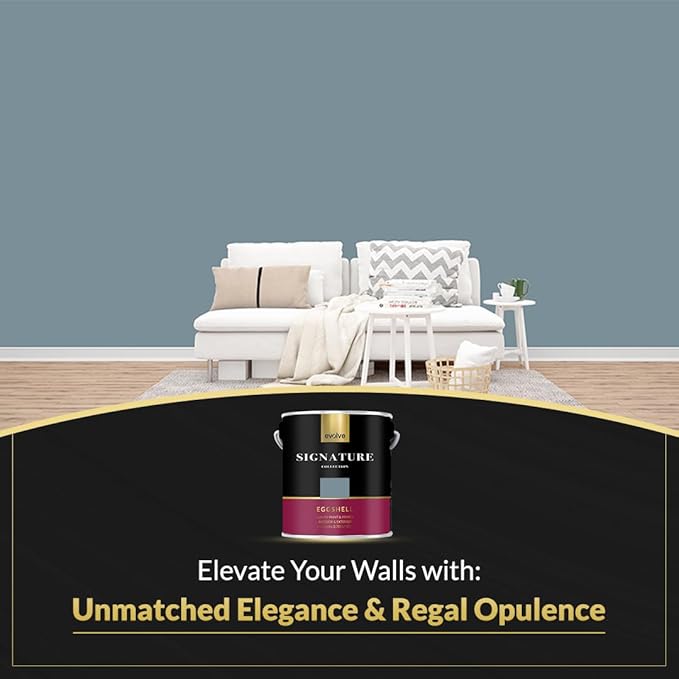 EVOLVE Signature Paint & Primer: Luxury Paint & Primer for Indoor & Outdoor Surfaces, Minimal Odor, Eggshell Sheen (Chalk Blue, 1 Gallon)