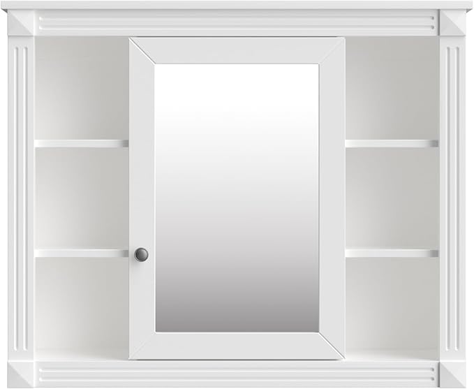 Merax Bathroom Medicine Cabinet with Mirror, Wall Mounted Over Toilet Storage Cabinet Organizer with Doors and Shelves for Bathroom Laundry Room (Mirror Cabinet Only, White)