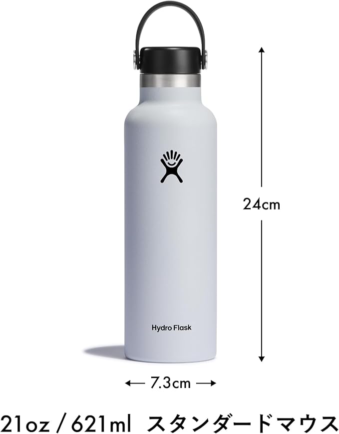 Hydro Flask Stainless Steel Standard Mouth Water Bottle with Flex Cap and Double-Wall Vacuum Insulation