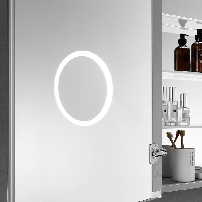 Blossom LED Mirror Medicine Cabinet with Lights, 48x32 Inch | Lighted Bathroom Mirror Medicine Cabinet with Defogger | Recessed or Surface 3X Makeup Mirror, 3 Color Dimmer, Outlets & USB | A2(M)-48