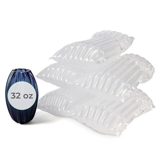 IDL Packaging Inflated 32 oz Bottle Air Bags, Self Sealed, Pack of 5 - Reusable Air Column Bags for Packing, Travel and Shipping - Cushioning Protector for Glass, Ceramic, Breakables