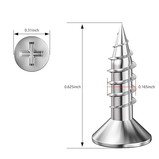 (500Pcs) #8x5/8 Wood Screw Quick Metal Self Tapping Flat Head 304 Stainless Steel