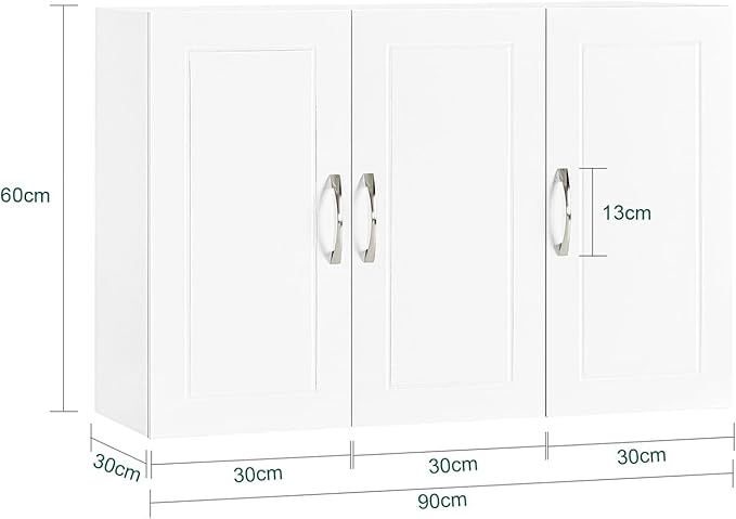 SoBuy Wall Cabinet Laundry Room, Medicine Cabinet for Kitchen Bathroom Garage, Wall Storage Cabinet with Adjustment Shelves, White FRG231-L-W