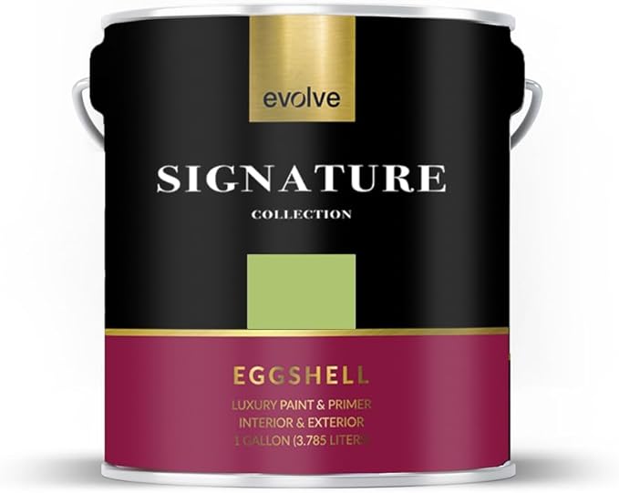 EVOLVE Signature Paint & Primer: Luxury Paint & Primer for Indoor & Outdoor Surfaces, Minimal Odor, Eggshell Sheen (Guacamole Green, 1 Gallon)