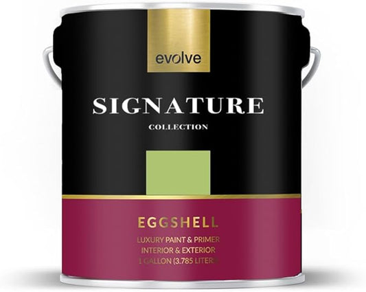 EVOLVE Signature Paint & Primer: Luxury Paint & Primer for Indoor & Outdoor Surfaces, Minimal Odor, Eggshell Sheen (Guacamole Green, 1 Gallon)