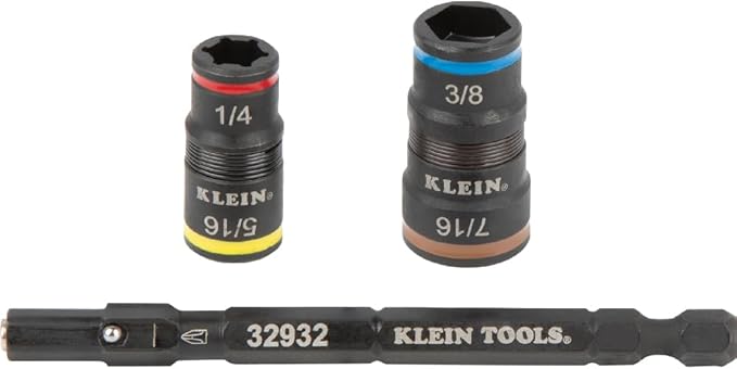 Klein Tools 85515HD 3-Piece Tool Set, Mini-Ratchet, 12-in-1 Impact Stubby Multi-Bit Driver and 5-in-1 SAE Impact Socket Set, Tools for Tight Spaces