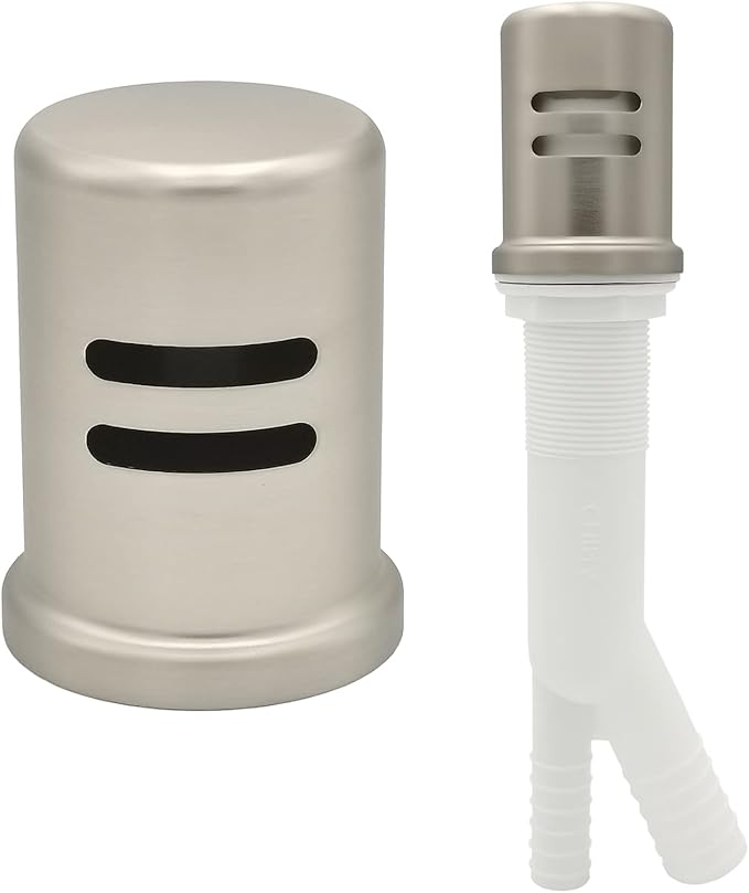 Dishwasher Air Gap Kits with Stainless Steel Dishwasher Air Gap Cover and Matching Escutcheon, Replacement air gap dishwasher, Solid Brass Air Gap Cap,Stainless Steel Finish