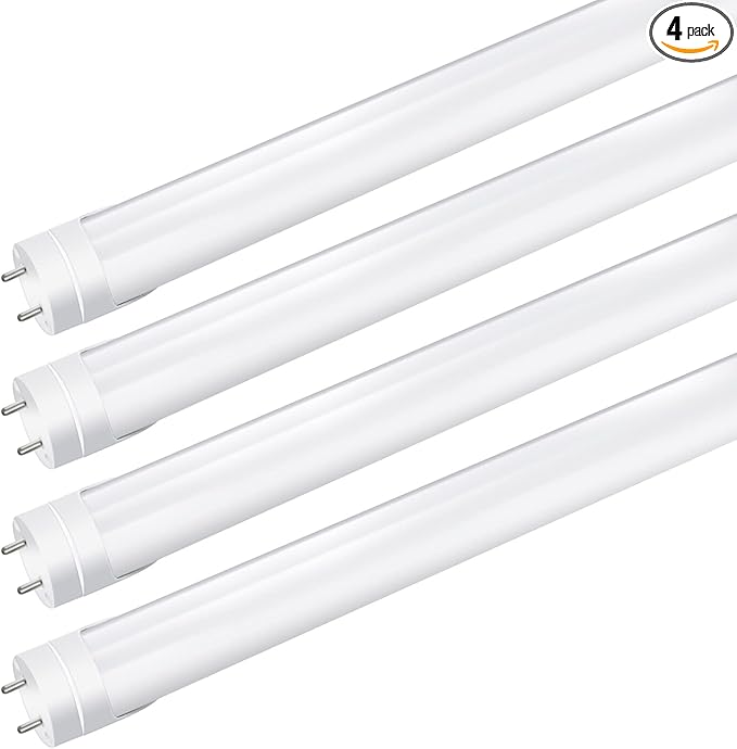 LightingWill LED T8 Light Tube 3FT, Warm White 3000K-3500K, Dual-End Powered Ballast Bypass, 2000 Lumens 15W (32W Fluorescent Equivalent), Frosted Cover, AC85-265V Lighting Tube Fixtures, 4 Pack