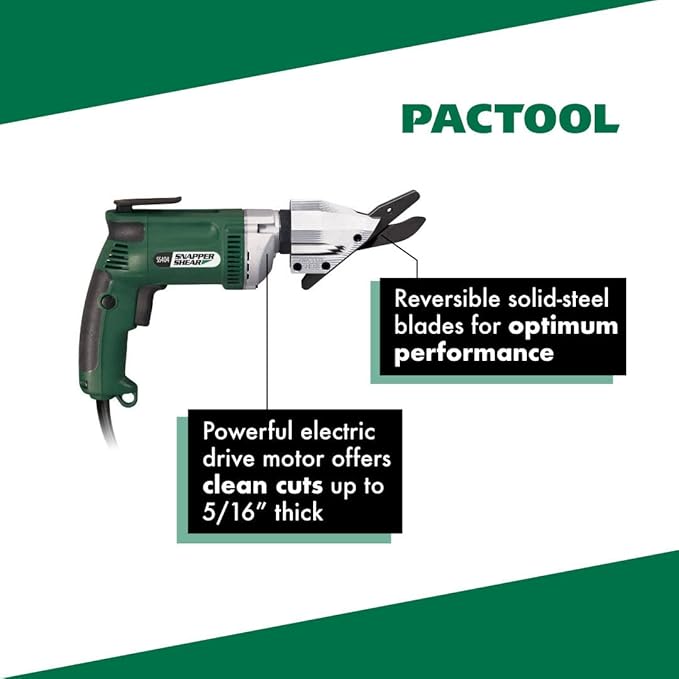 PacTool SS404 Contractor Grade Snapper Shear - Electric Cutter for Fiber Cement Siding - Power Tools for Professionals