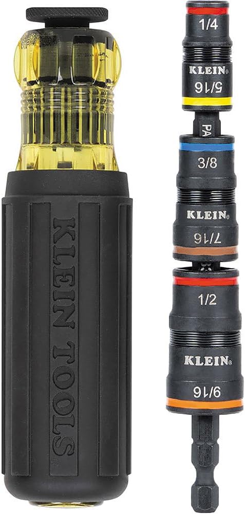 Klein Tools 80045 11-in-1 Magnetic Screwdriver Set, 32910 7-in-1 Impact Flip Socket Set and Electronics Screwdrivers