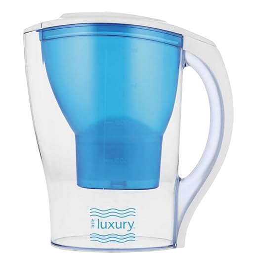 Little Luxury Hawaiian Water Filter Jug with 1 Filter, 85 oz. Pitcher, BPA-Free, Long-Life Carbon Filter, Slim Design, Ergonomic Handle