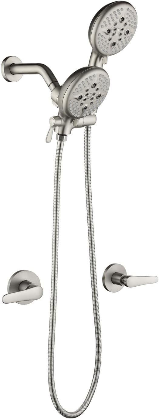 2 Handle Shower Faucet Shower System Complete 2 in 1 Shower Combo Set with Handheld Showerhead Shower Trim Kit Shower Fixtures Brushed Nickel