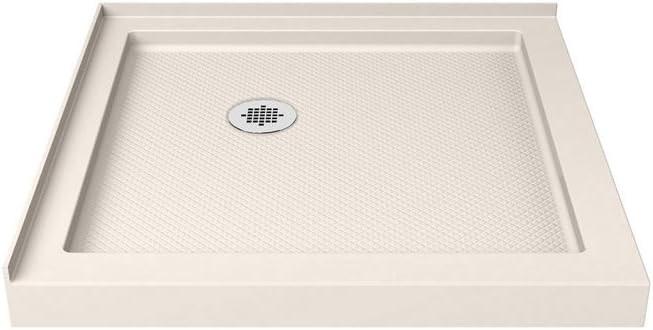 DreamLine SlimLine 32 in. D x 32 in. W x 2 3/4 in. H Corner Drain Double Threshold Shower Base in Biscuit, DLT-1032320-22