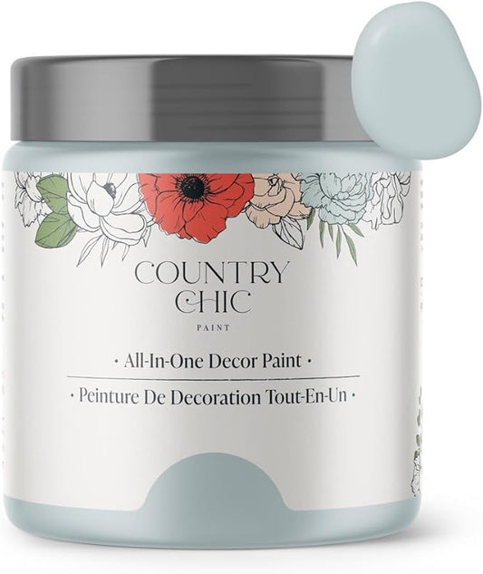 Country Chic All-in-One Chalk Paint for Furniture, Cabinets, Home Decor, Eco-Friendly, Matte Finish, Built-In Primer & Top Coat for Wood, Metal - Belle of the Ball (Light Blue) - 8 oz (237 ml)