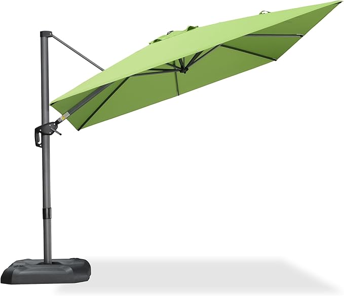 PURPLE LEAF 9 Feet Patio Umbrella Outdoor Cantilever Square Umbrella Aluminum Offset Umbrella with 360-degree Rotation for Garden Deck Pool Patio Apple Green