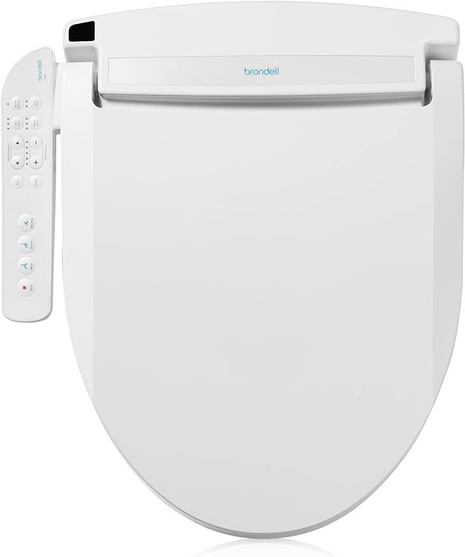 Brondell LT89 Electric Bidet Toilet Seat, Fits Elongated Toilets, White – Side Arm Control, Warm Water Wash, Strong Wash Mode, Stainless-Steel Nozzle, Nightlight and Easy Installation