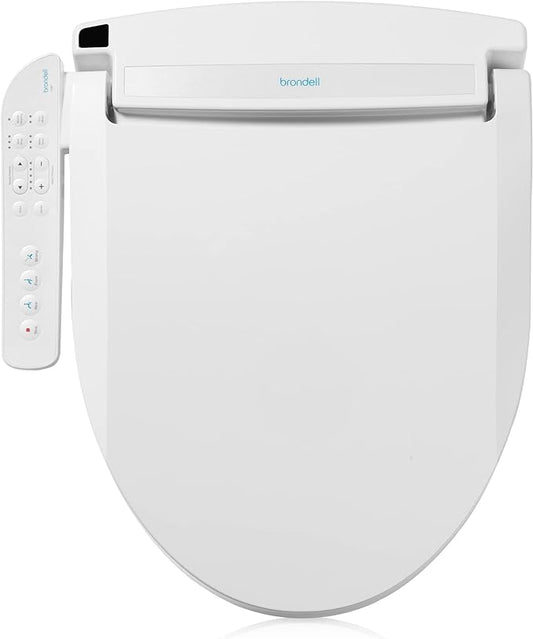 Brondell LT89 Electric Bidet Toilet Seat, Fits Elongated Toilets, White – Side Arm Control, Warm Water Wash, Strong Wash Mode, Stainless-Steel Nozzle, Nightlight and Easy Installation